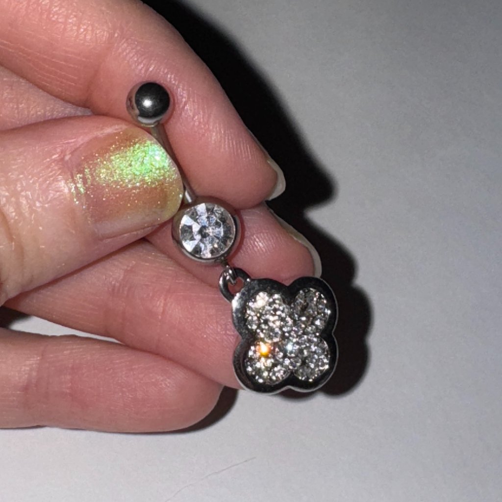 Flower Design Dangle Belly Ring